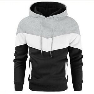 Gesean Men's Color Block Pullover Fleece Sweatshirt Long Sleeve Black Hoodie Y3